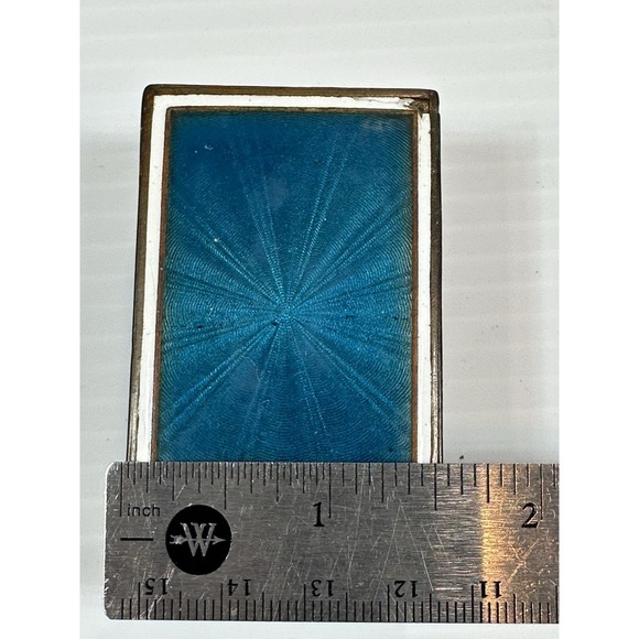 Vintage German Art Deco Blue White Enamel Match Box Holder 1930's Star Burst - Picture 10 of 11